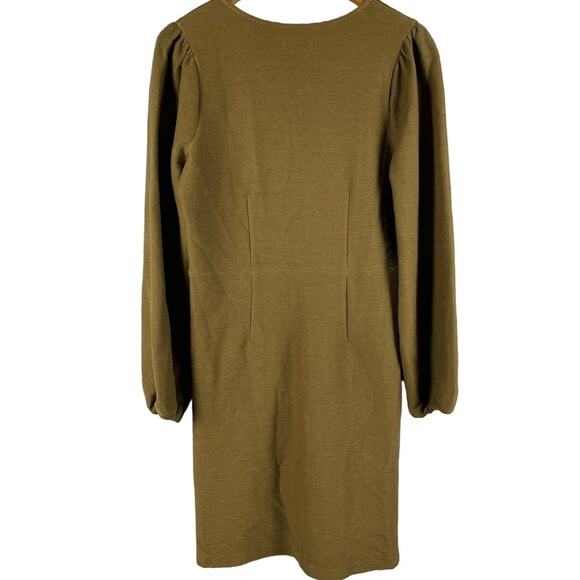Madewell Olive Green Textured‎ Ponte Balloon Sleeve Mini Dress Size Small - Picture 4 of 10